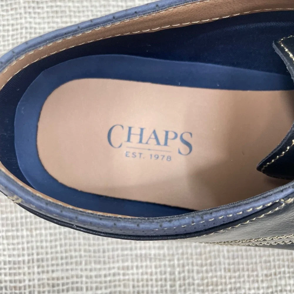 CHAPS Mens Black‎ Cap Toe Oxford Dress Shoes Size 9.5 Wide
